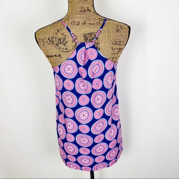 Mud Pie Waverly Pinwheel Print Racer Back Tank Top Blue Pink Small - Picture 4 of 11